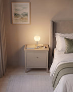 Luna Ribbed Opal Glass Nightstand Lamp — hero