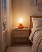 Pebble Stack Ceramic Nightstand Lamp — orange hero