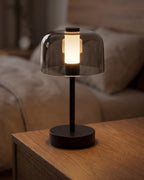 Noir Cordless Dome Nightstand Lamp — black detail