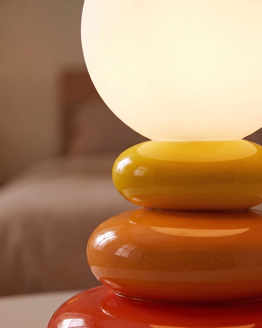 Orange: Pebble Stack Ceramic Nightstand Lamp — orange detail