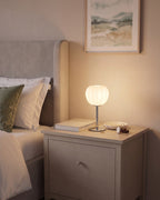 Luna Ribbed Opal Glass Nightstand Lamp — right angle