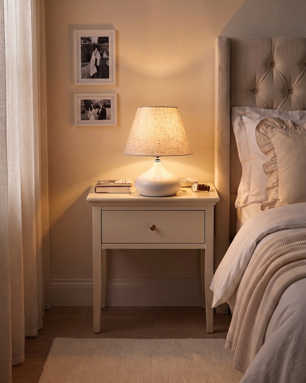Aria White Ceramic Nightstand Lamp — night