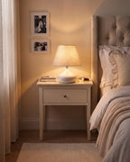 White: Aria White Ceramic Nightstand Lamp — night