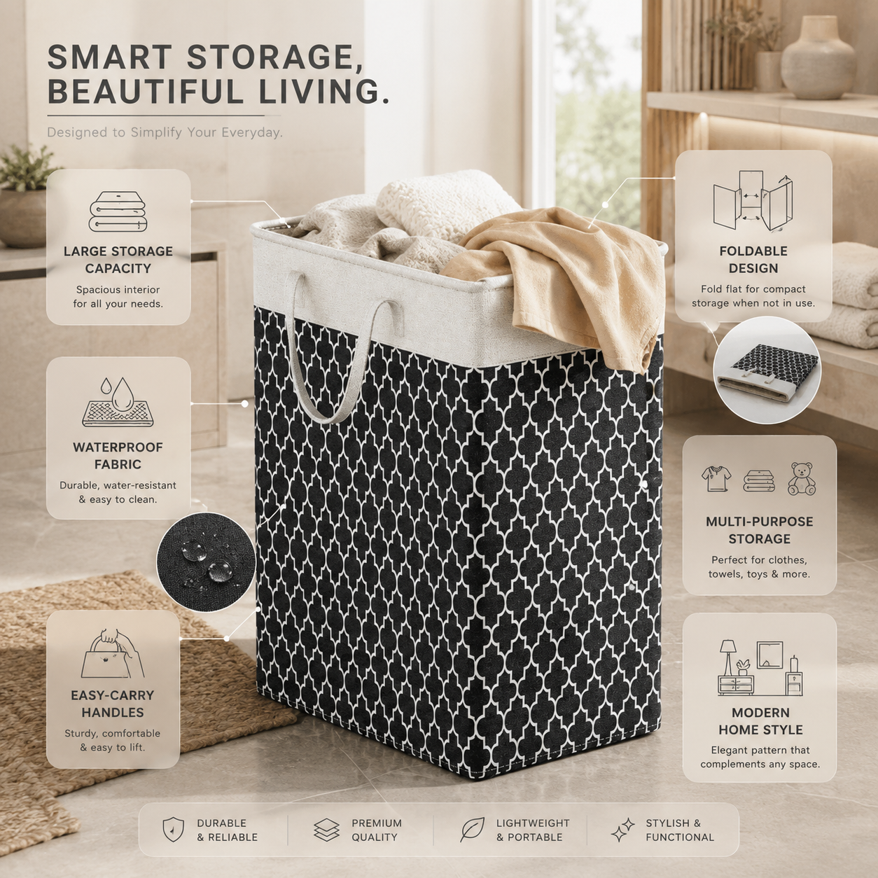 Lauva 75L Waterproof Laundry Basket