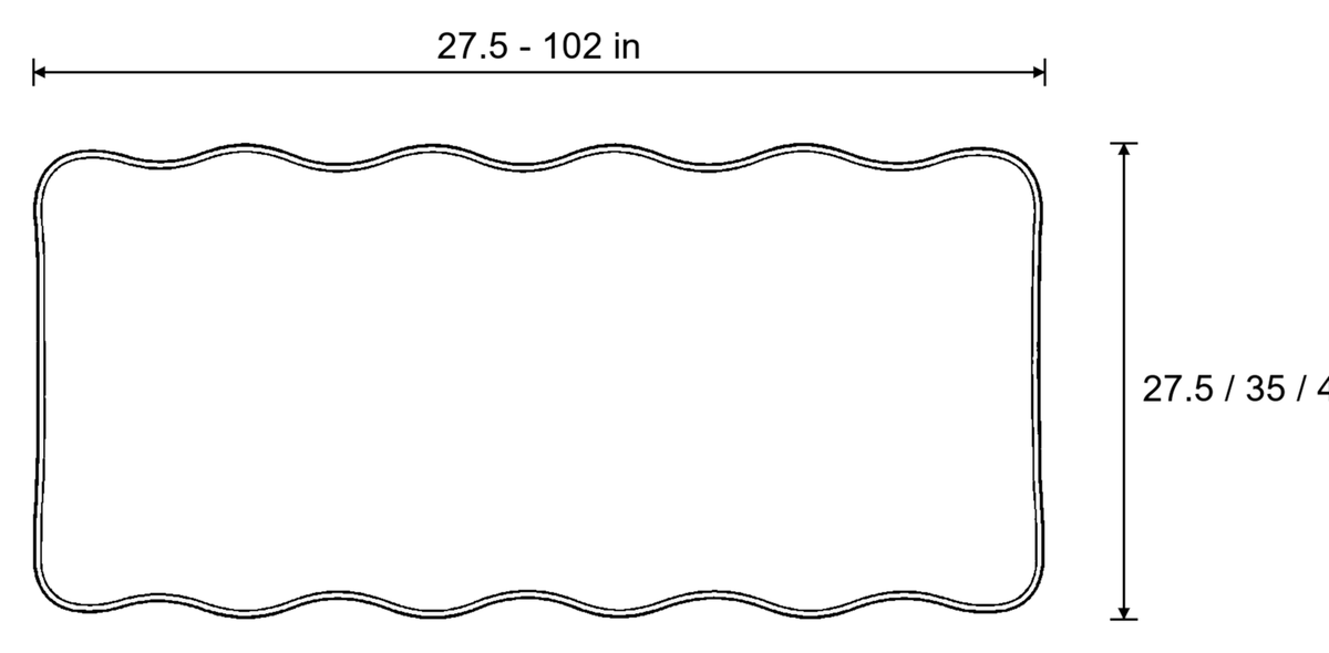 Dimensions sketch of the All-Season Plain Contour Fit Sofa Cover with measurements