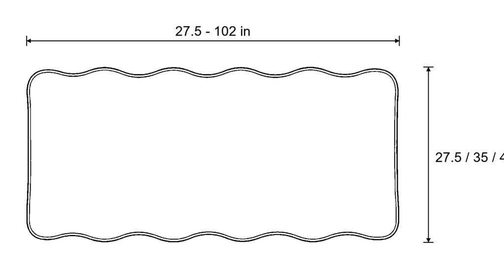 Dimensions sketch of the All-Season Plain Contour Fit Sofa Cover with measurements