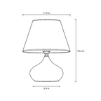 Dimensions sketch of the Aria White Ceramic Nightstand Lamp with measurements