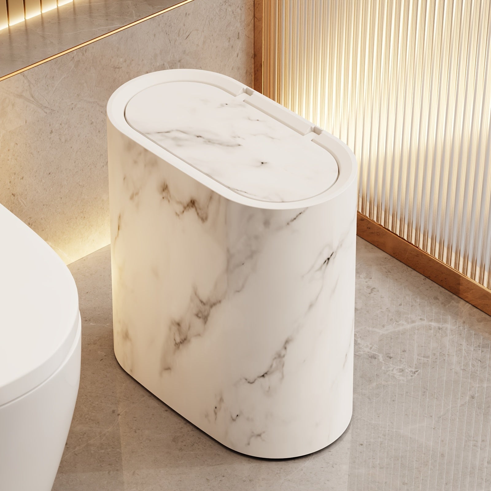 Marble Pattern Trash Can