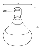Dimensions sketch of the Soap Dispenser, Ceramic, Black with Brushed Gold, 9 oz with measurements