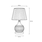 Dimensions sketch of the Celadon Carved Gourd Nightstand Lamp with measurements