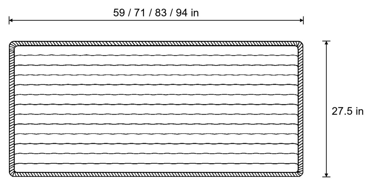 Dimensions sketch of the Chic Thick Plush Sofa Cover with measurements