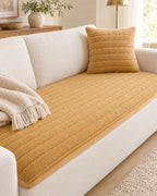 Honey Gold: Chic Thick Plush Sofa Cover, styled on a sofa