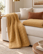 Honey Gold: The drape and fall of the Chic Thick Plush Sofa Cover