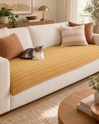 Honey Gold: A cat resting on the Chic Thick Plush Sofa Cover
