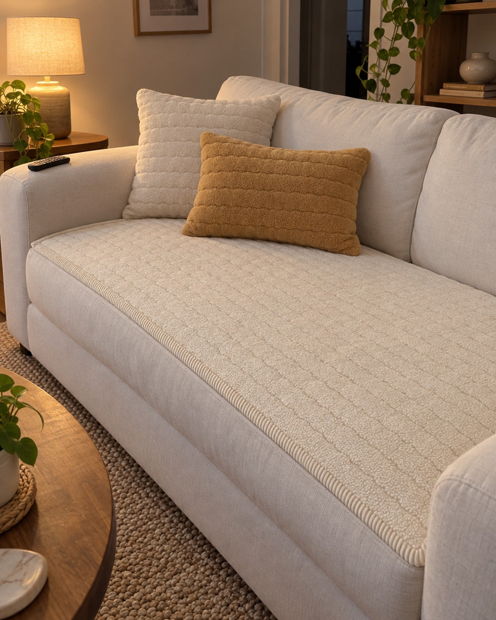 Chic Thick Plush Sofa Cover in a real home