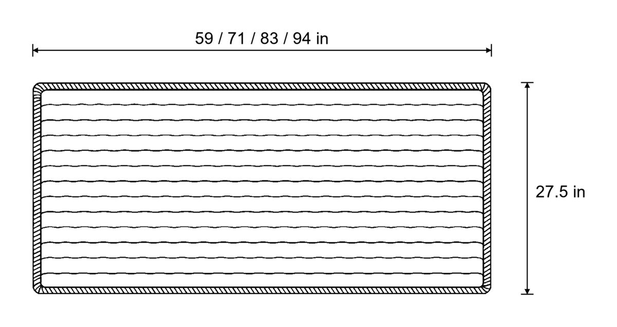Dimensions sketch of the Chic Thick Plush Sofa Cover with measurements