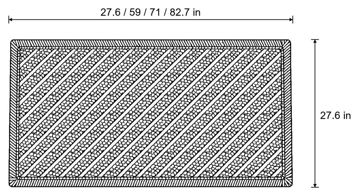 Dimensions sketch of the Corduroy Comfort Sofa Seat Cover with measurements