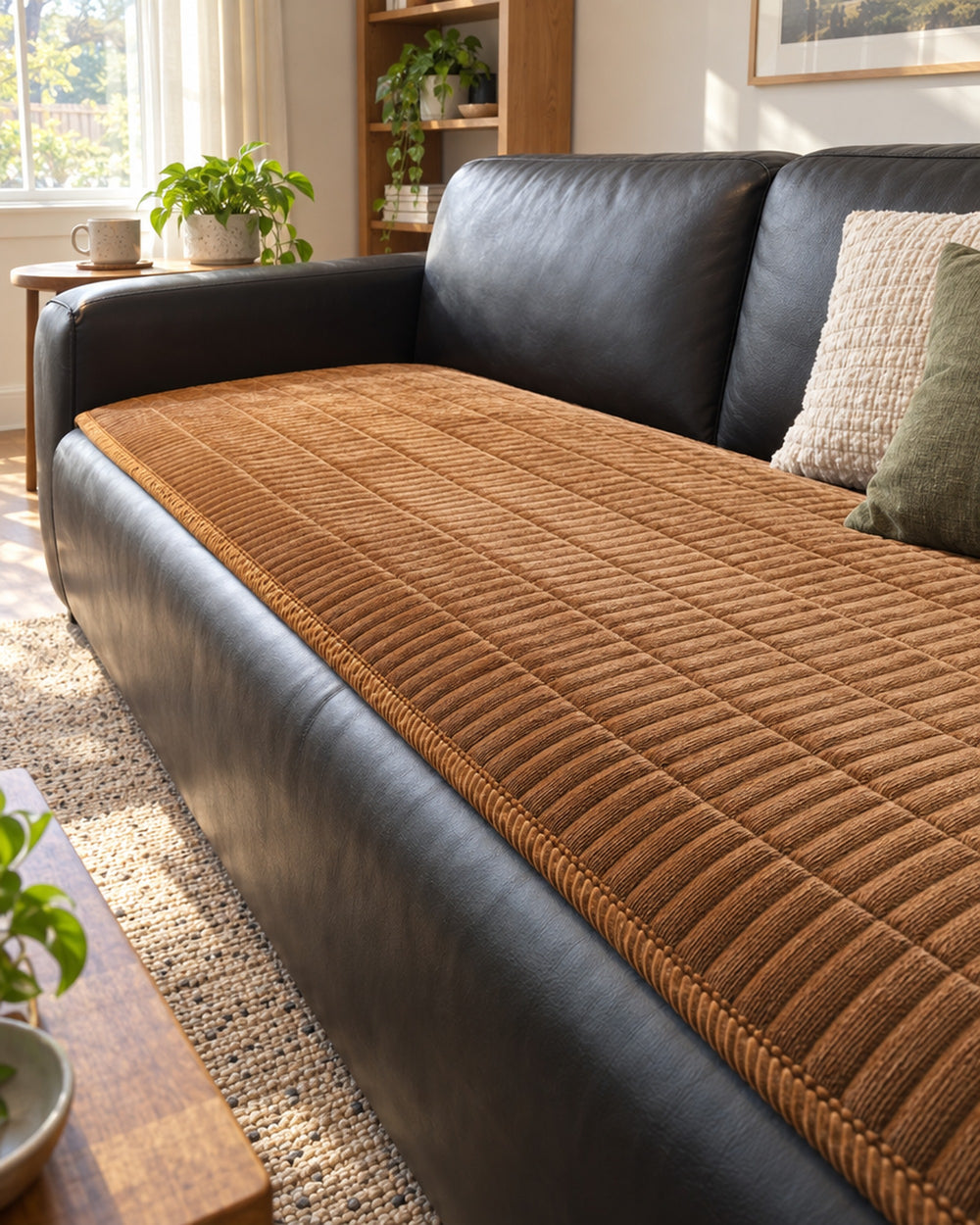Cozy Quilted Couch Cover Protector in a real home