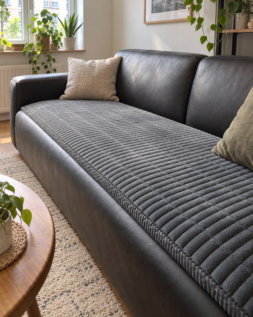 Cozy Quilted Couch Cover Protector in a real home