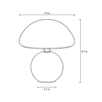 Dimensions sketch of the Dolce Mushroom Nightstand Lamp with measurements