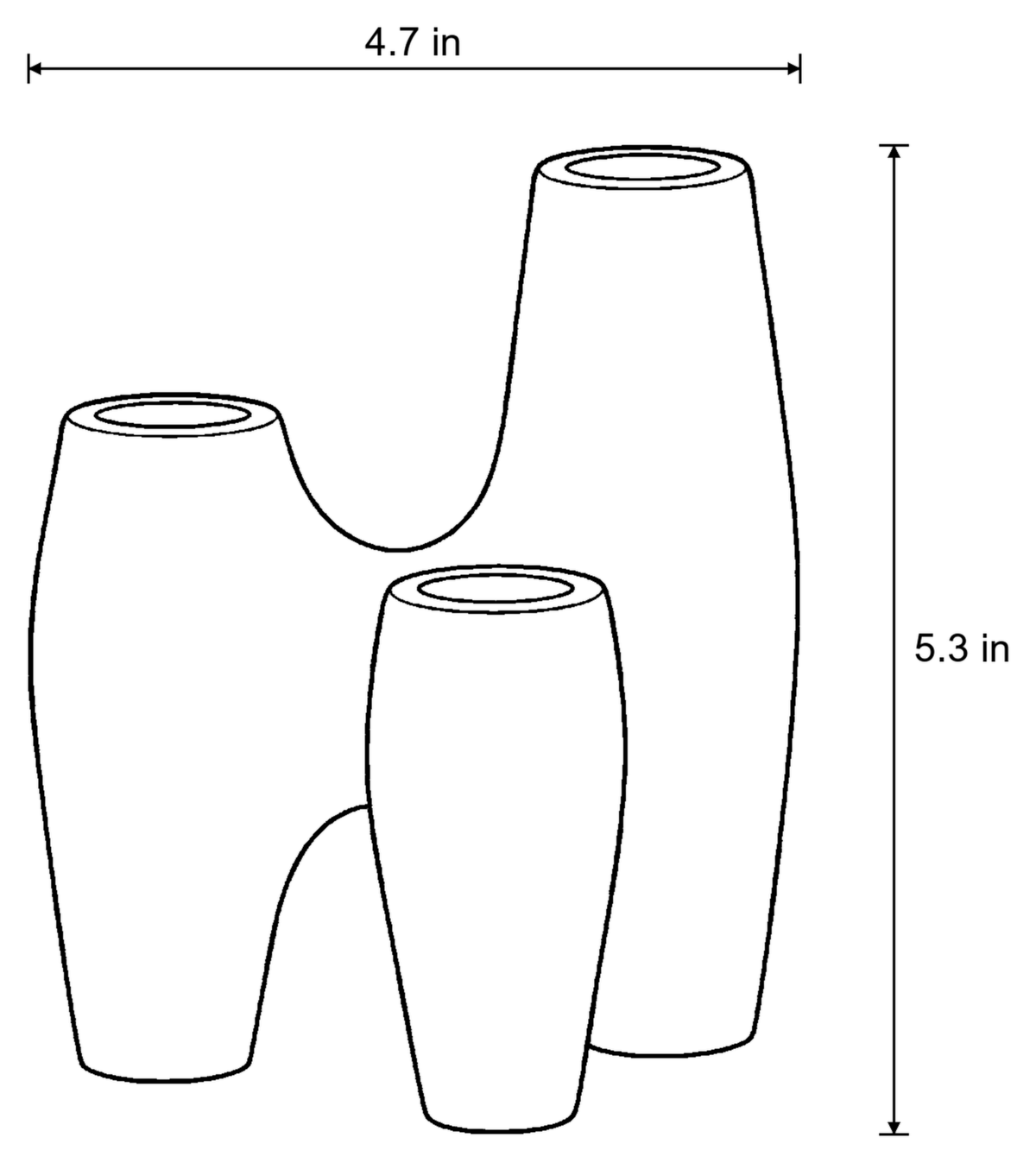 Dimensions sketch of the Duna Sculptural Ceramic Candle Holder with measurements