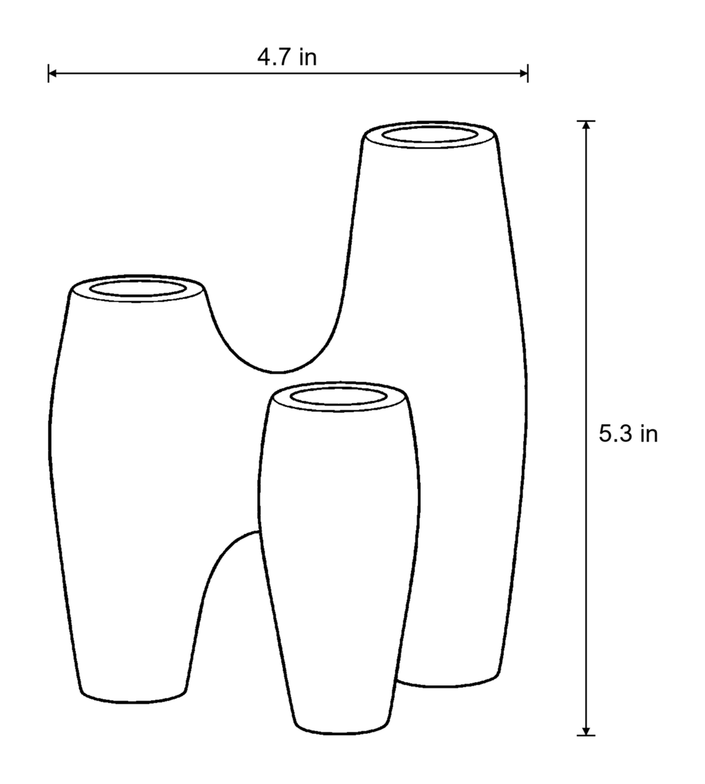 Dimensions sketch of the Duna Sculptural Ceramic Candle Holder with measurements