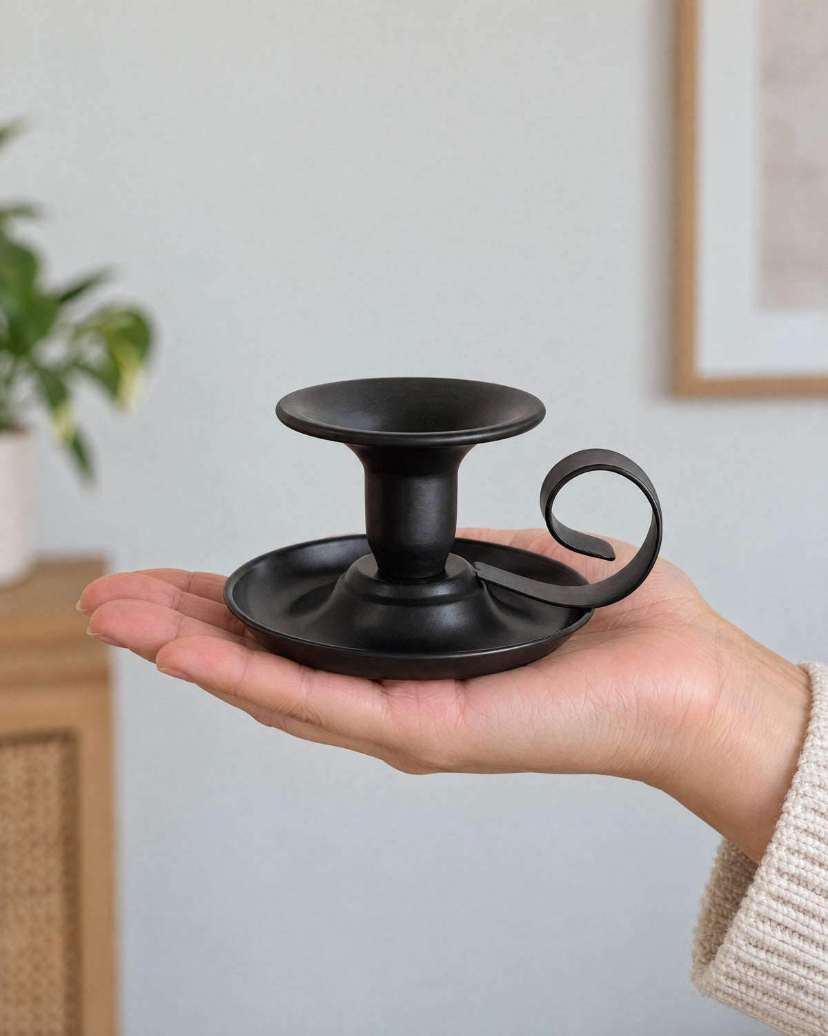 Tazza Iron Teacup Candle Holder shown at true scale