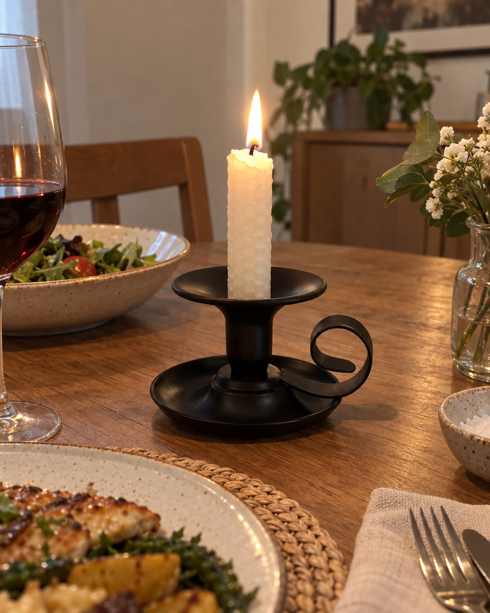 Tazza Iron Teacup Candle Holder in a real home