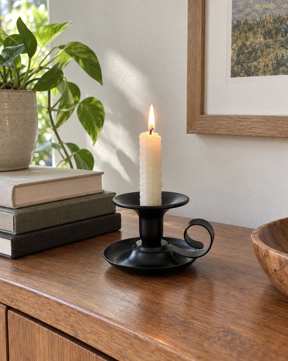 Tazza Iron Teacup Candle Holder in a real home