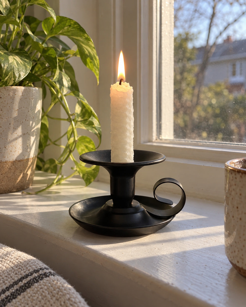 Tazza Iron Teacup Candle Holder in a real home