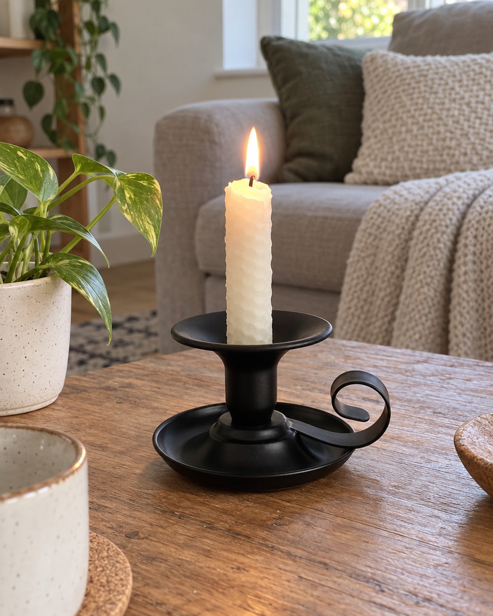 Tazza Iron Teacup Candle Holder in a real home