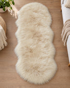 Cream: The Faux Sheepskin Rug, Cream, 2.8 in Fluffy Pile seen flat from above