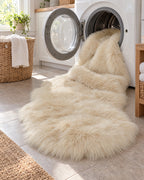 Cream: The Faux Sheepskin Rug, Cream, 2.8 in Fluffy Pile going into a washing machine