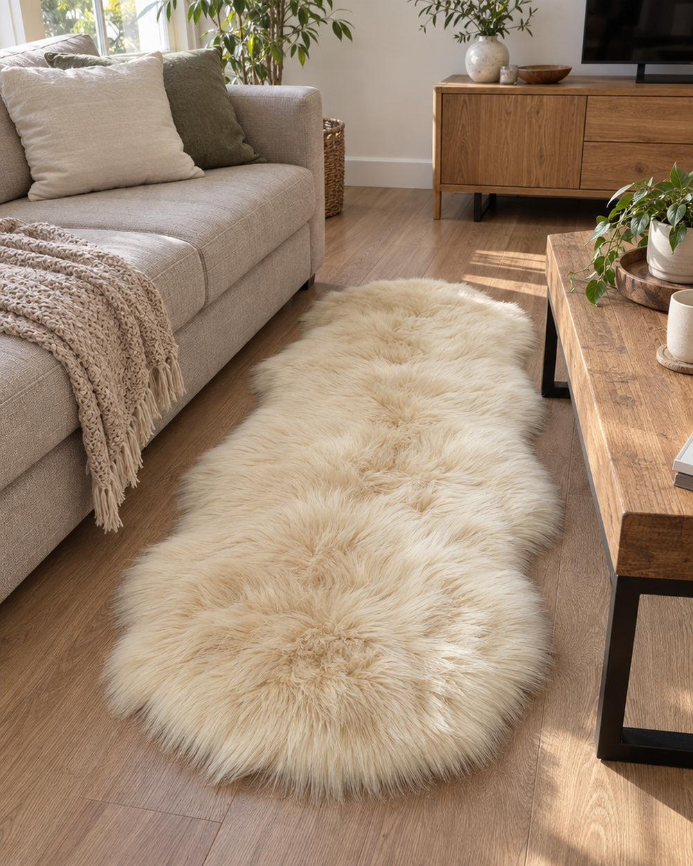 Faux Sheepskin Rug in a real home
