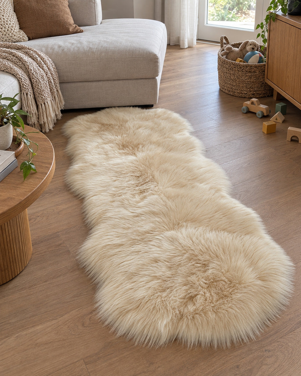 Faux Sheepskin Rug in a real home