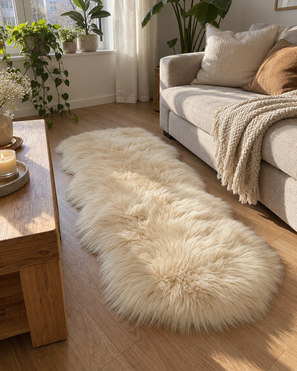 Faux Sheepskin Rug in a real home
