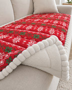 Festive Red: The reverse side of the Festive Holiday Winter Sofa Cover