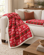 Festive Red: The drape and fall of the Festive Holiday Winter Sofa Cover