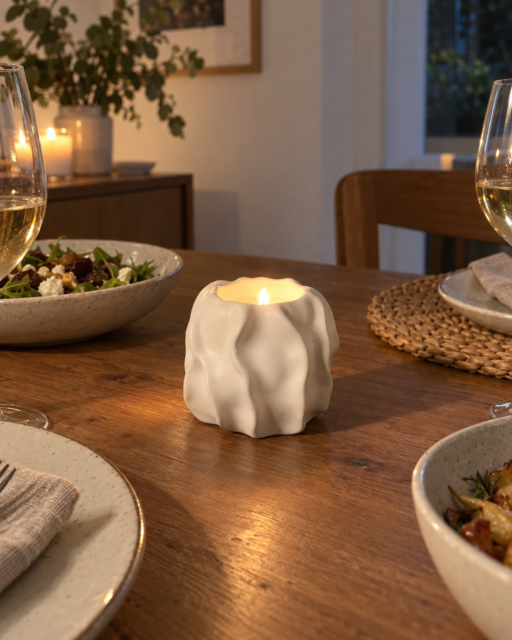 Wave Abstract Ceramic Candle Holder in a real home