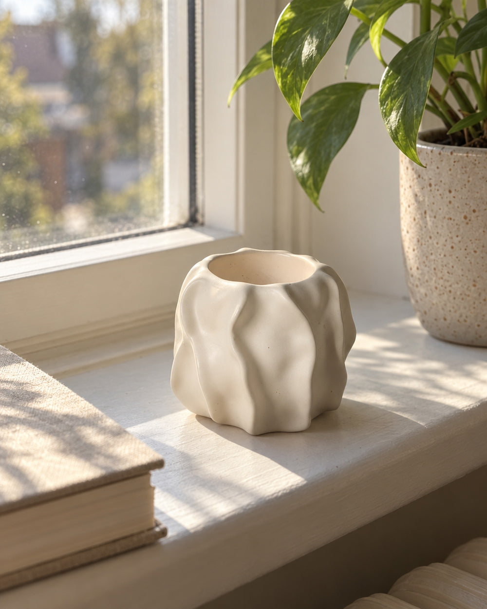 Wave Abstract Ceramic Candle Holder in a real home