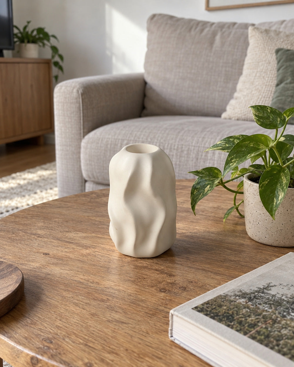Wave Abstract Ceramic Candle Holder in a real home