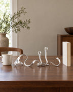 Silver: Ribbon Metal Candelabra shown at true scale