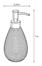 Dimensions sketch of the Teardrop Soap Dispenser, Ceramic, Brushed Gold with measurements