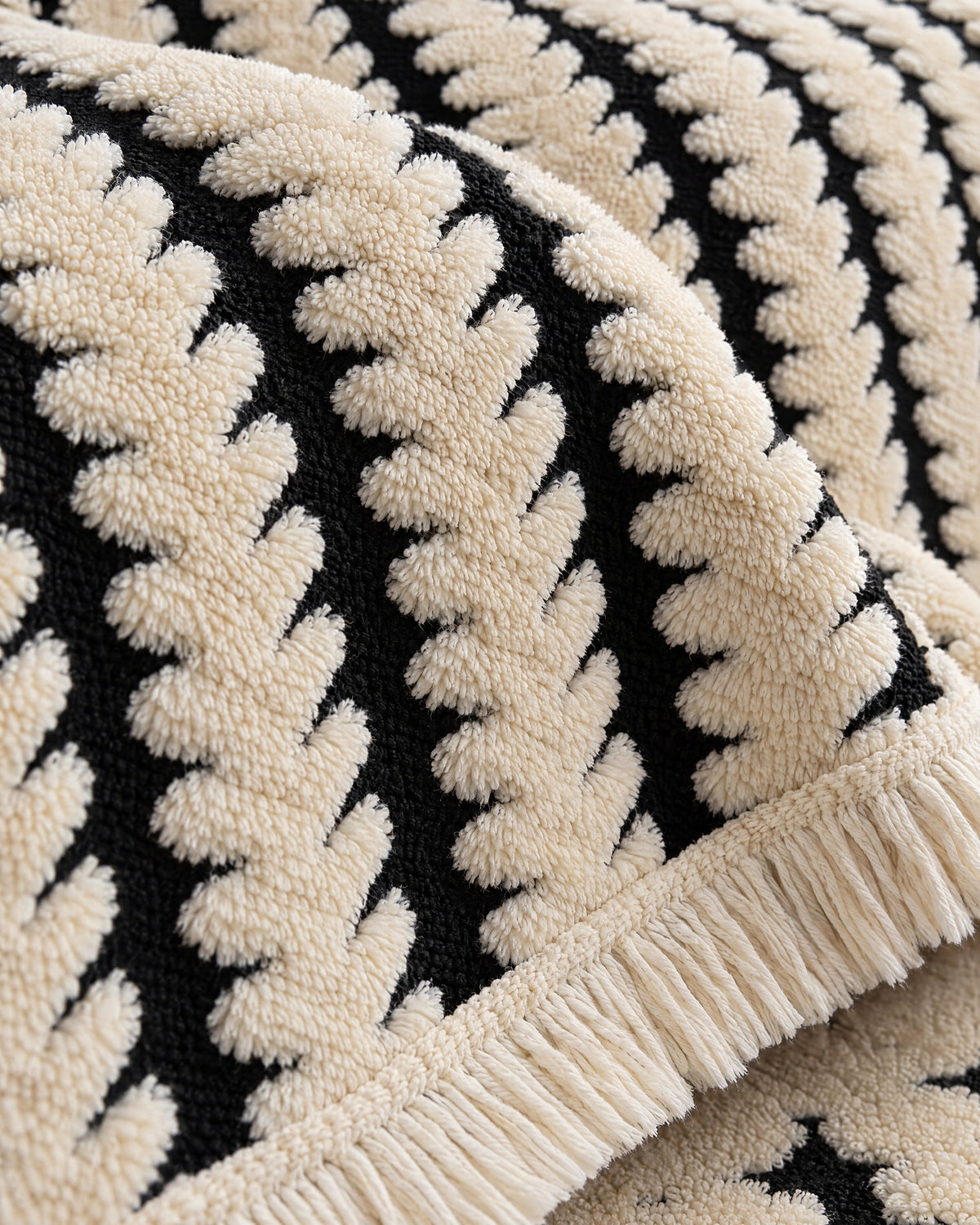 Ivory Contrast: Close-up of the fabric of the Heritage Plush Tufted Sofa Cover