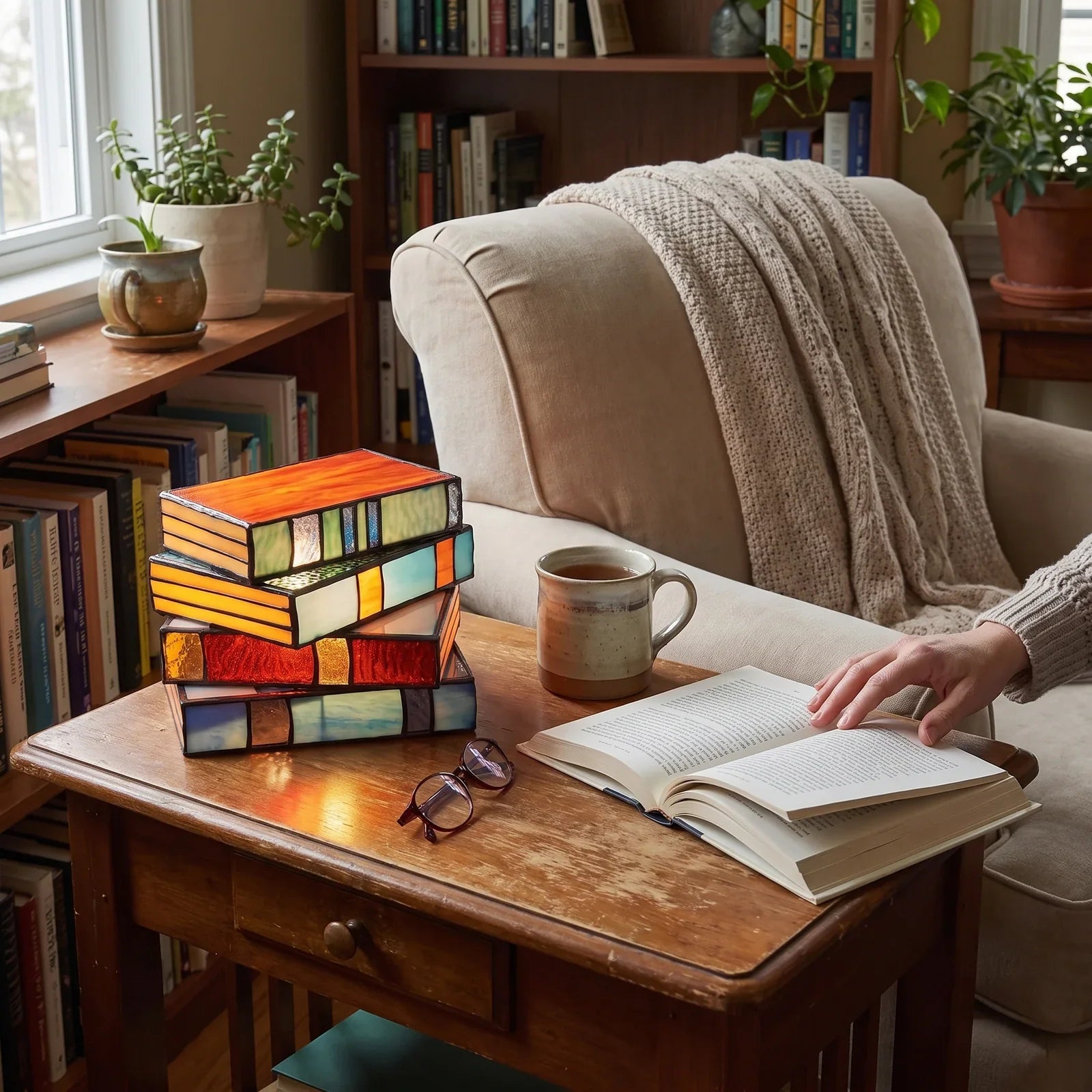 Stained Glass Book Lamp