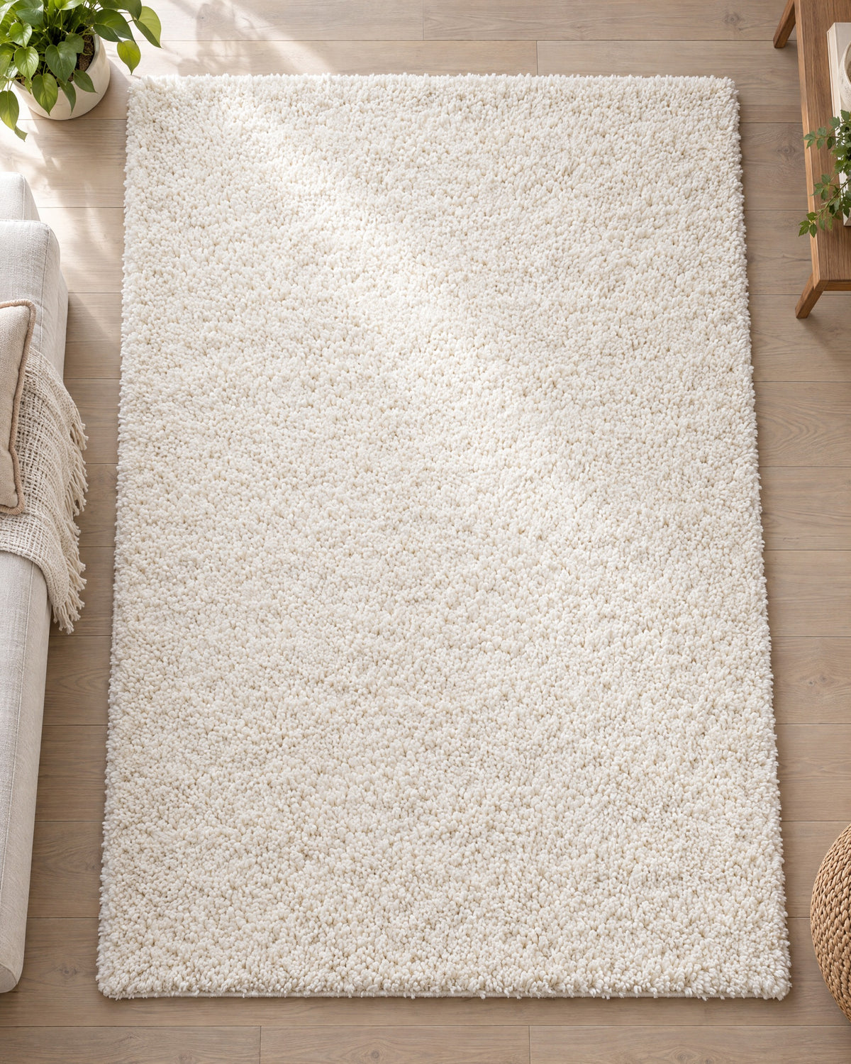 Ivory: The Ivory Shag Area Rug, 1.1 in Plush Pile seen flat from above
