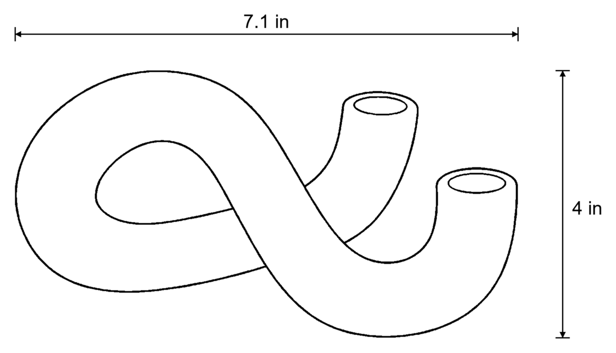 Dimensions sketch of the Knot Sculptural Double Candle Holder with measurements