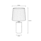 Dimensions sketch of the Linnea Pleated Wood Nightstand Lamp with measurements
