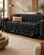 Charcoal Black: The drape and fall of the Luxury Urban Maze Sofa Cover