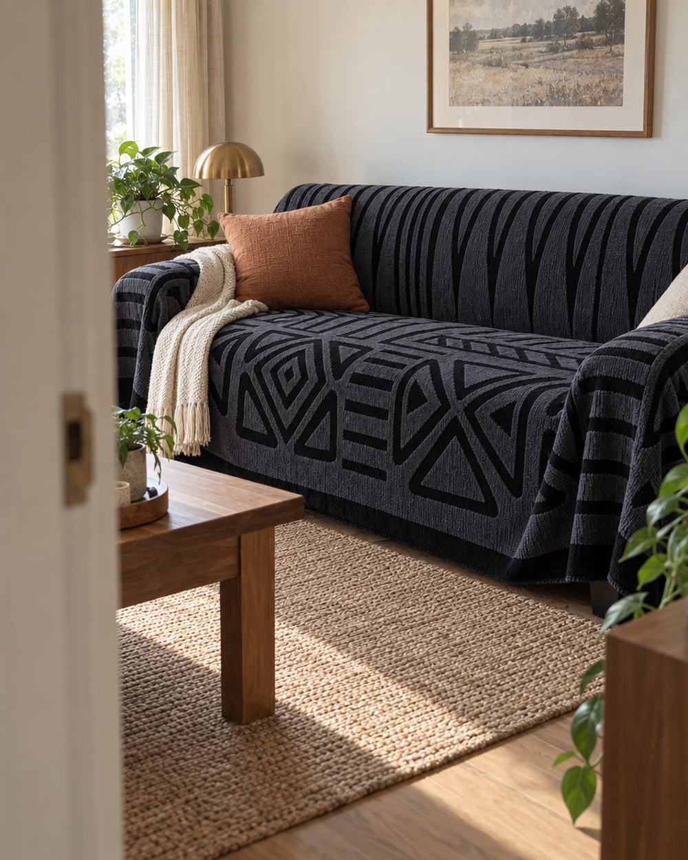 Luxury Urban Maze Sofa Cover in a real home